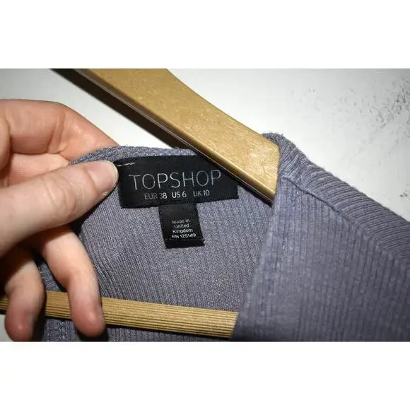 Topshop Ribbed Purple Dress Size 6 - Picture 3 of 3